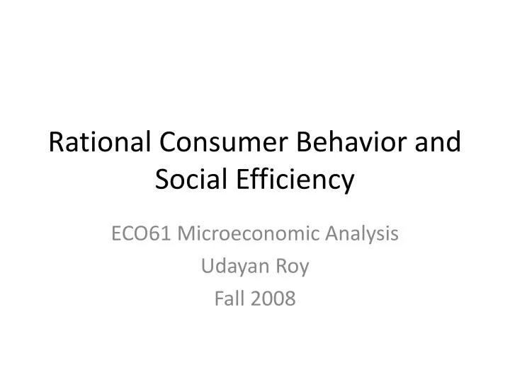 rational consumer behavior and social efficiency