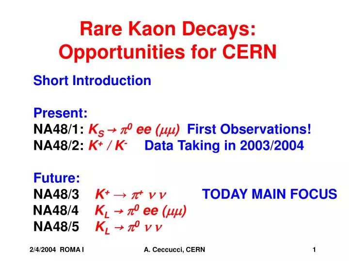 rare kaon decays opportunities for cern