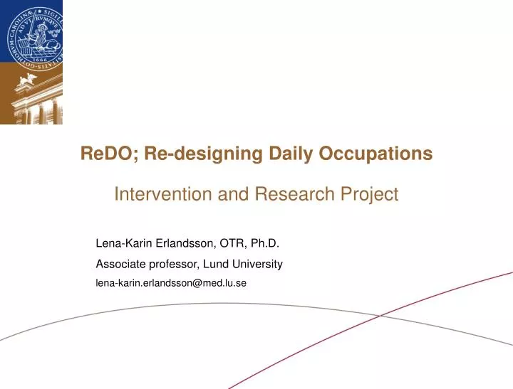 redo re designing daily occupations intervention and research project
