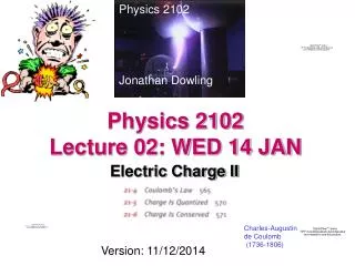Physics 2102 Lecture 02: WED 14 JAN