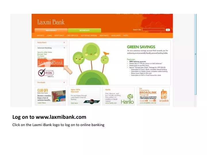 log on to www laxmibank com