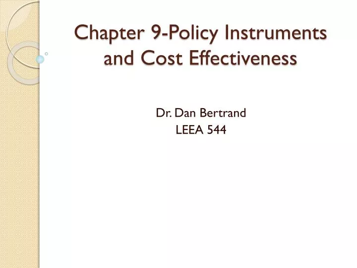 chapter 9 policy instruments and cost effectiveness