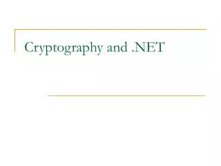 Cryptography and .NET