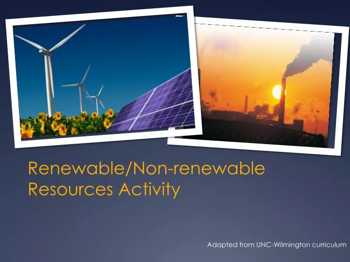 renewable non renewable resources activity