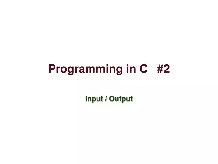 programming in c 2