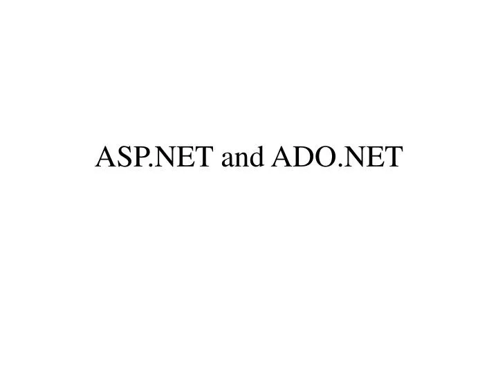 asp net and ado net