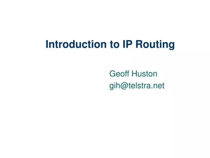 introduction to ip routing