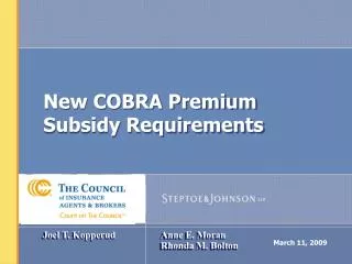 New COBRA Premium Subsidy Requirements