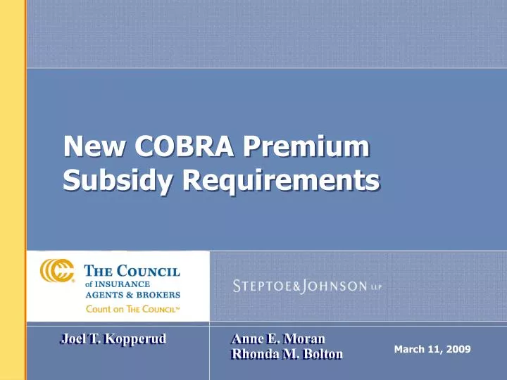 new cobra premium subsidy requirements