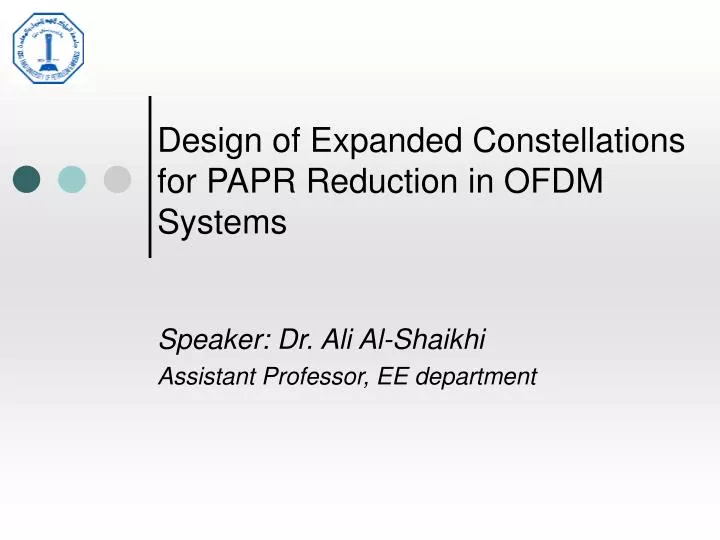 design of expanded constellations for papr reduction in ofdm systems