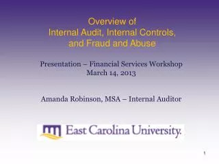 Overview of Internal Audit, Internal Controls, and Fraud and Abuse