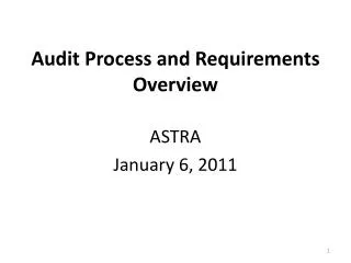 Audit Process and Requirements Overview