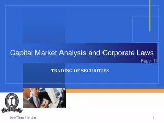 Capital Market Analysis and Corporate Laws