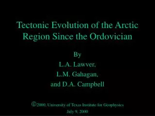 Tectonic Evolution of the Arctic Region Since the Ordovician