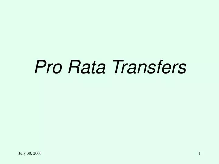 pro rata transfers
