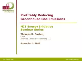 Profitably Reducing Greenhouse Gas Emissions