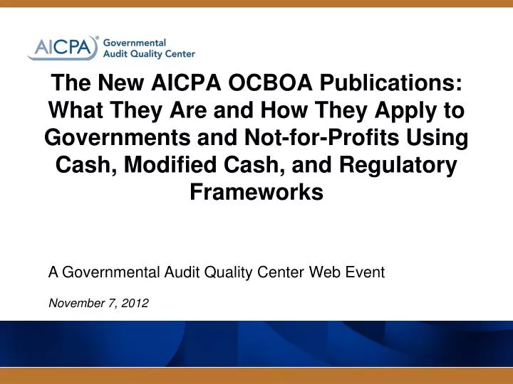 a governmental audit quality center web event november 7 2012