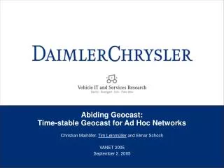 Abiding Geocast: Time-stable Geocast for Ad Hoc Networks