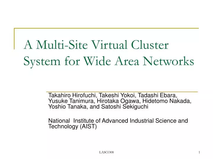 a multi site virtual cluster system for wide area networks