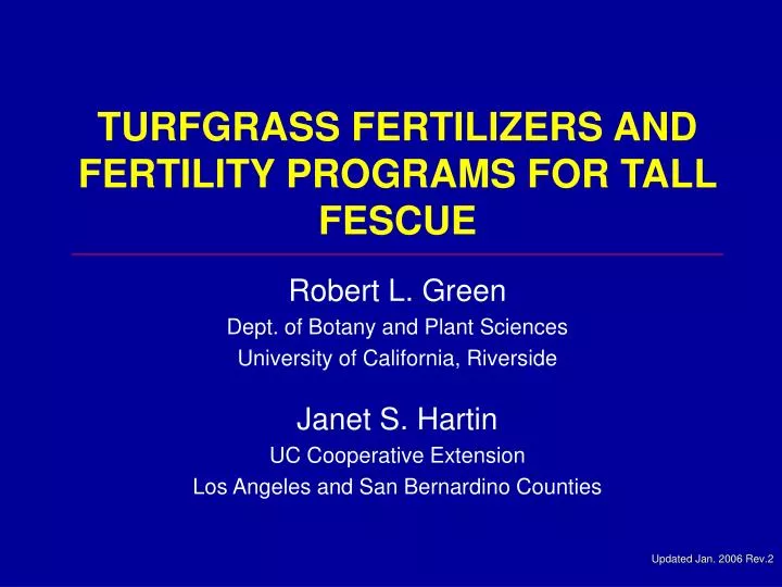 turfgrass fertilizers and fertility programs for tall fescue