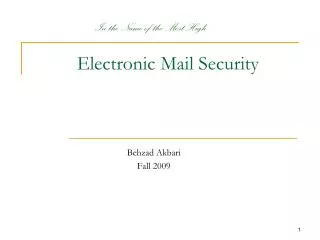 Electronic Mail Security