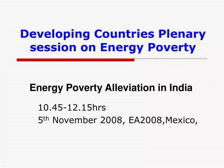 developing countries plenary session on energy poverty