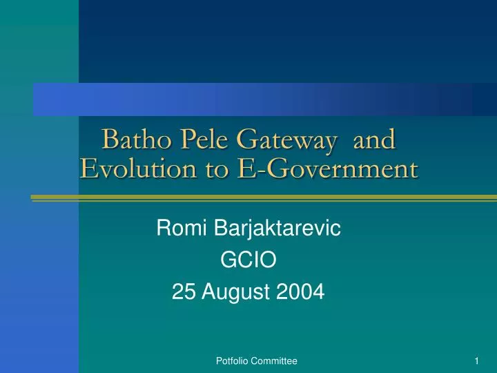 batho pele gateway and evolution to e government