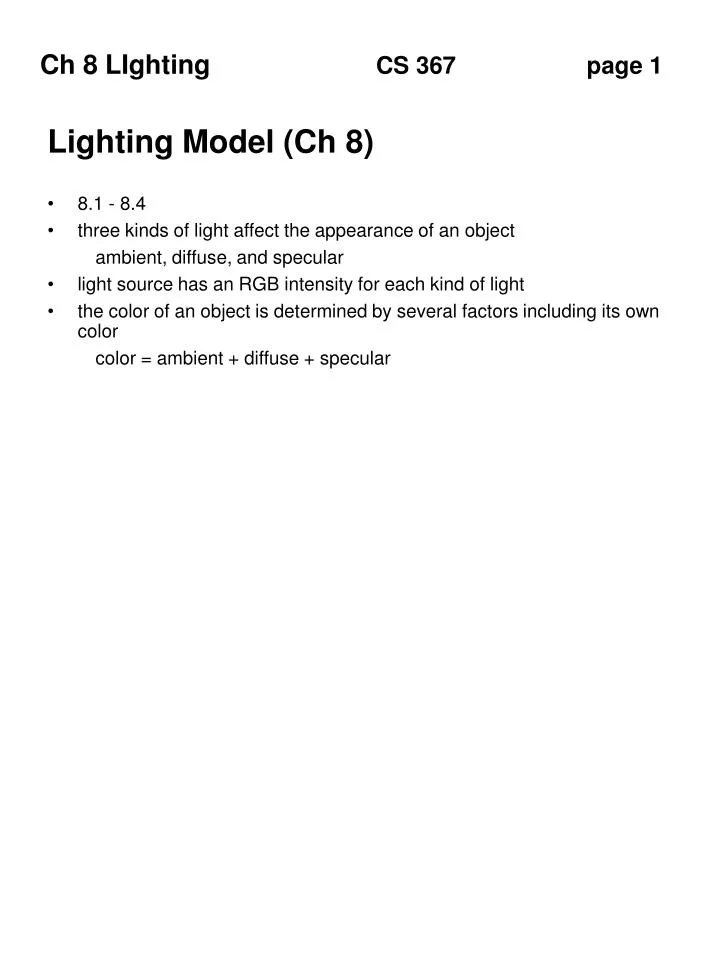 lighting model ch 8