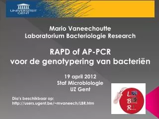 Mario Vaneechoutte Laboratorium Bacteriologie Research RAPD of AP-PCR