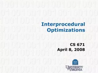 Interprocedural Optimizations