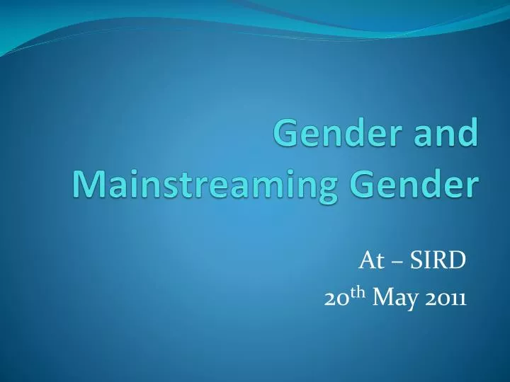 gender and mainstreaming gender
