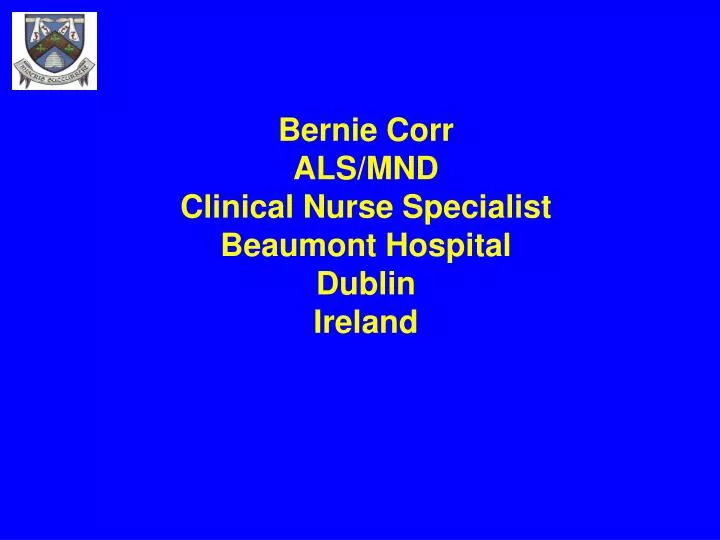 bernie corr als mnd clinical nurse specialist beaumont hospital dublin ireland