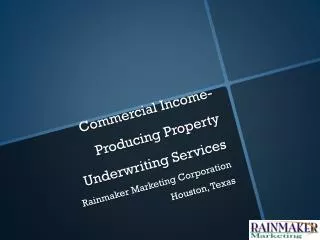 Commercial Income-Producing Property Underwriting Services