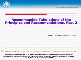 Recommended Tabulations of the Principles and Recommendations, Rev. 2