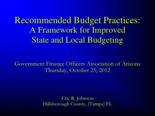 Eric R. Johnson Hillsborough County, (Tampa) FL