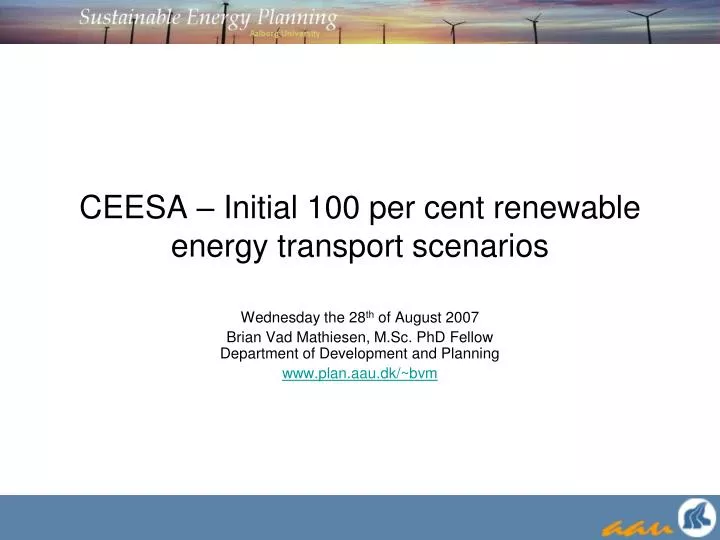 ceesa initial 100 per cent renewable energy transport scenarios