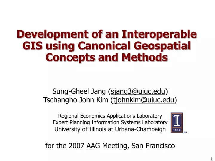 development of an interoperable g is using canonical geospatial concepts and methods