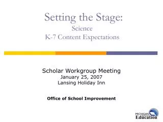Setting the Stage: Science K-7 Content Expectations