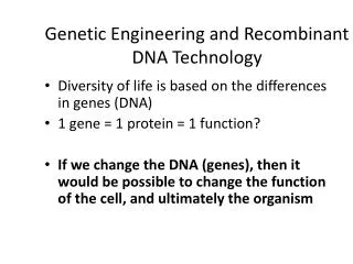 Genetic Engineering and Recombinant DNA Technology
