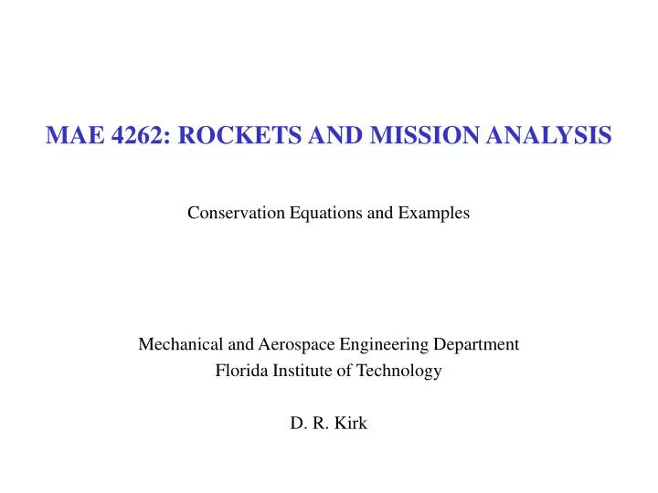 mae 4262 rockets and mission analysis