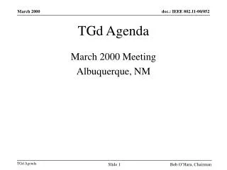 TGd Agenda