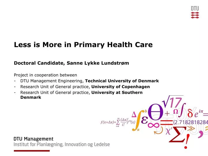 less is more in primary health care
