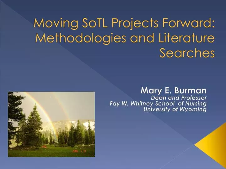 moving sotl projects forward methodologies and literature searches