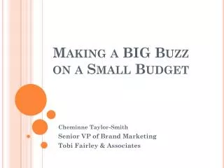 Making a BIG Buzz on a Small Budget