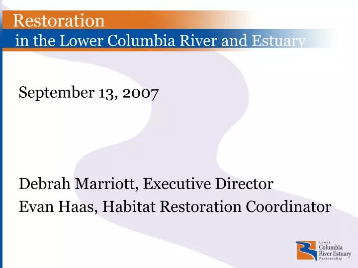 restoration in the lower columbia river and estuary