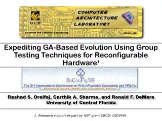 Expediting GA-Based Evolution Using Group Testing Techniques for Reconfigurable Hardware 1