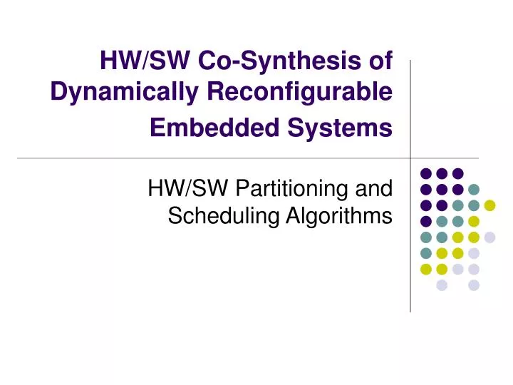 hw sw co synthesis of dynamically reconfigurable embedded systems