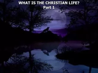 WHAT IS THE CHRISTIAN LIFE? Part 1