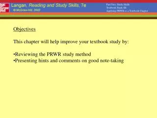 Part Two, Study Skills Textbook Study III: Applying PRWR to a Textbook Chapter