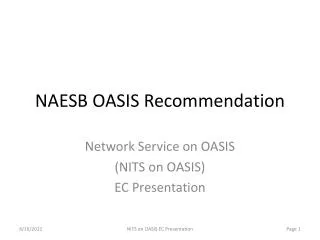 NAESB OASIS Recommendation